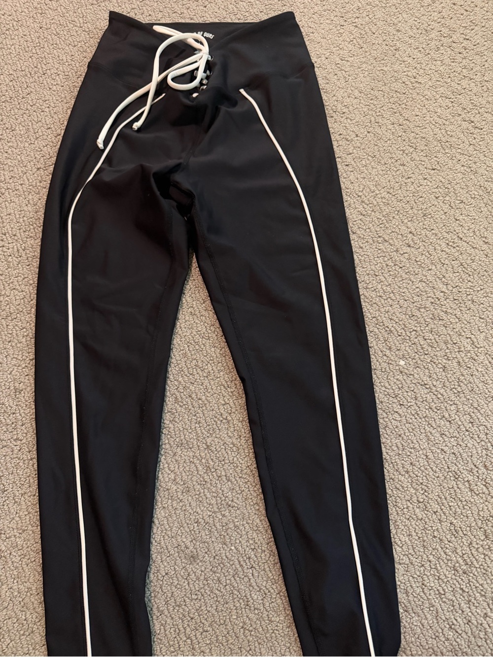 year of ours footbal Black Leggings with White Piping